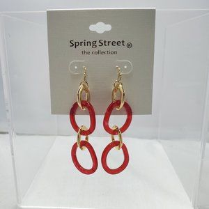 Nordstrom chain link fishhook drop earring red and gold